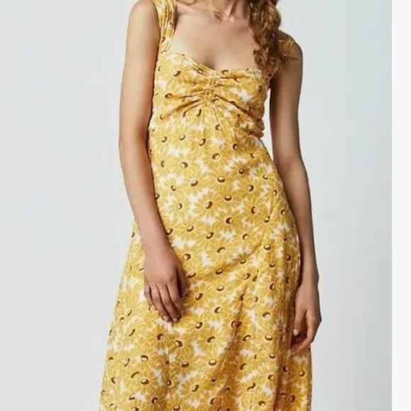 NWT FREE PEOPLE SUNFLOWER CUT OUT BACK MAXI DRESS - Picture 1 of 7